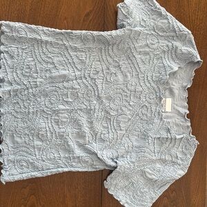 Light Blue Textured Short Sleeve Top
